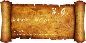 Wehofer Géza névjegykártya