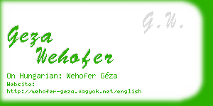 geza wehofer business card