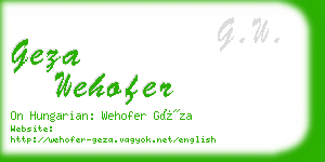 geza wehofer business card